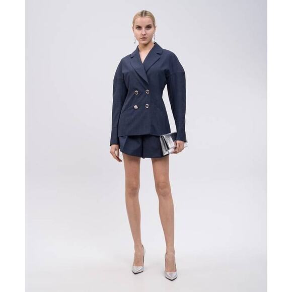 Givenchy Double Breasted Cuffed Blazer Jacket in Denim Blue FR 40 US 8 - Picture 6 of 7